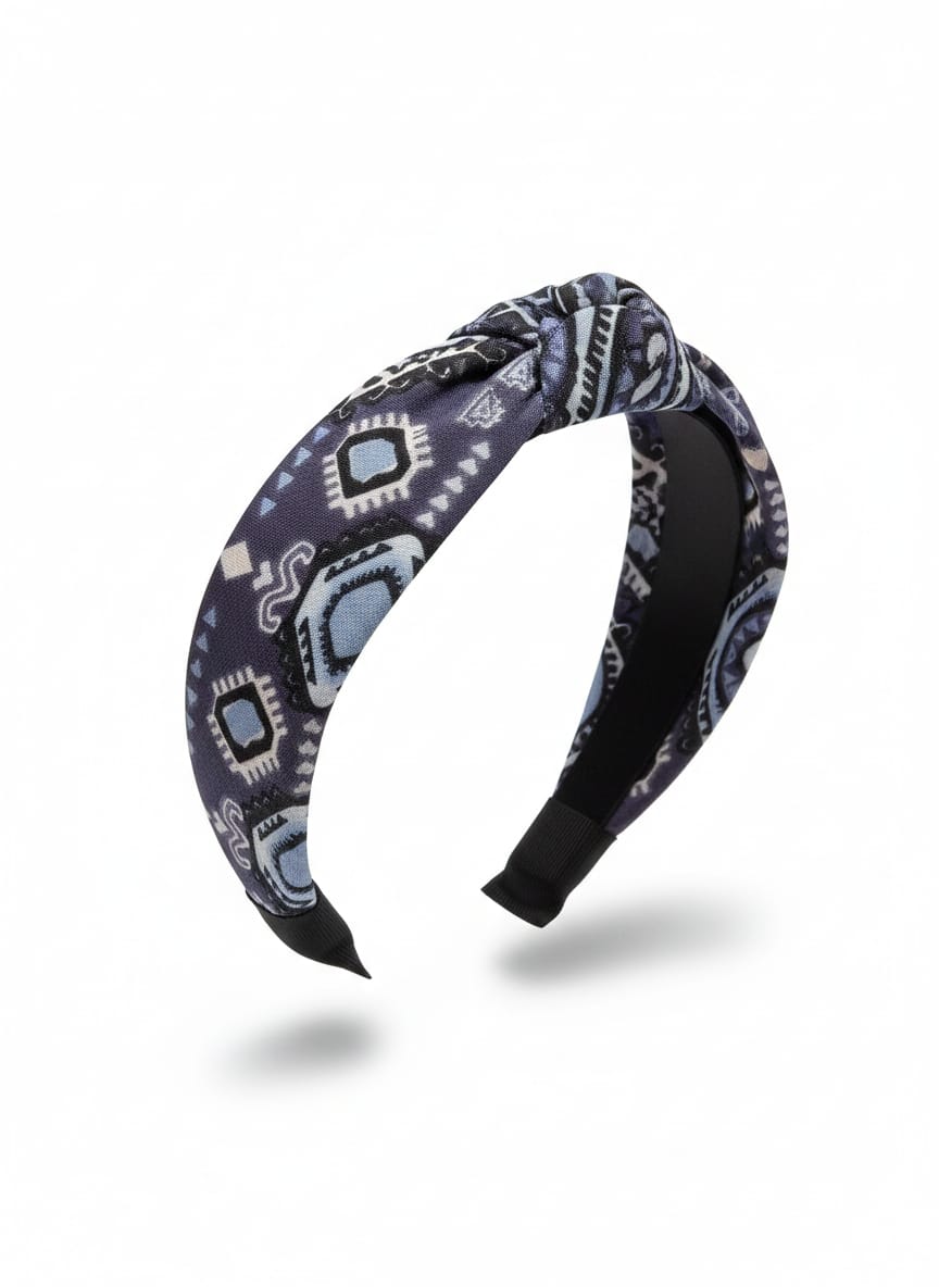 Bohemian-style knotted headband – Dark Blue