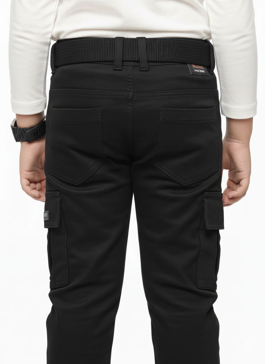 Boys Black Utility Cargo Pants