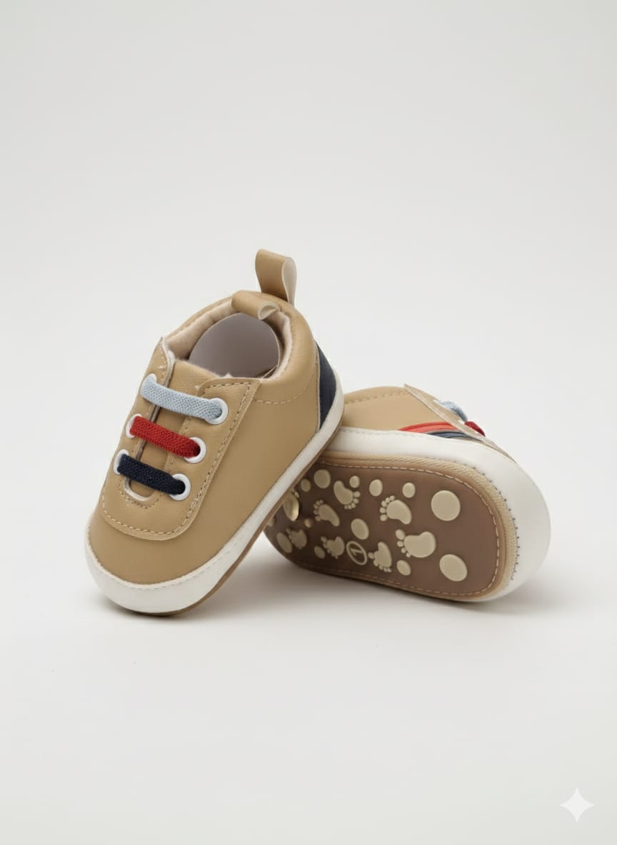Camel with Coloured Laces Pre-walker Sneakers