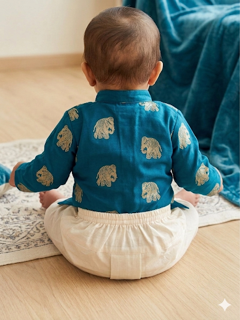 Infant Teal Blue Dhoti Set