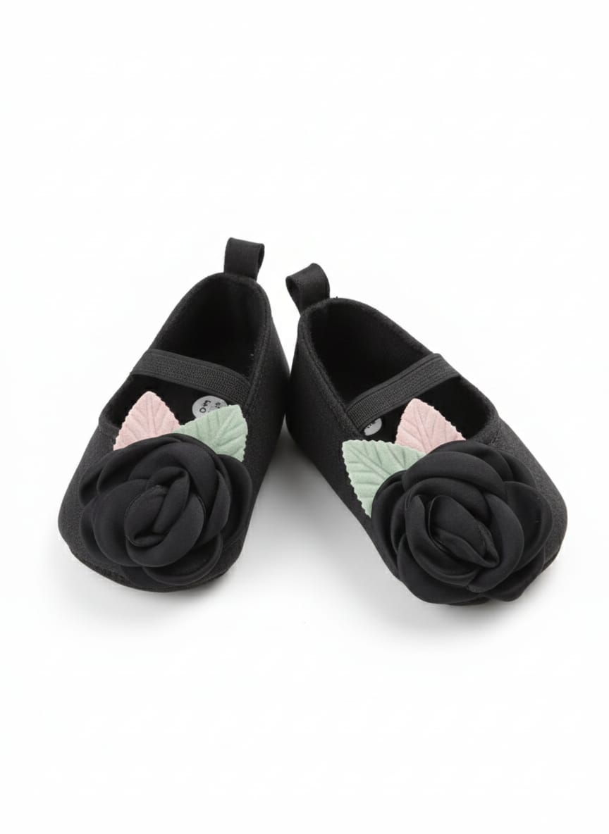 Infant Black Rose Mary Jane Shoes