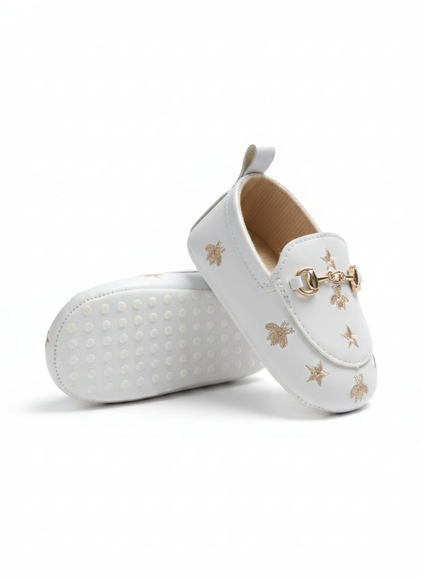 Infant Embroidered White Loafers