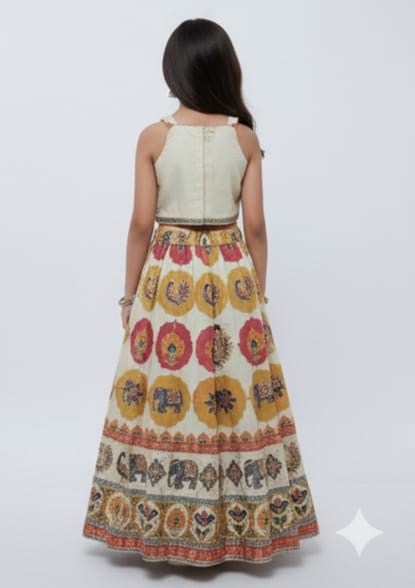 Kalamkari-style Cream Lehenga Set