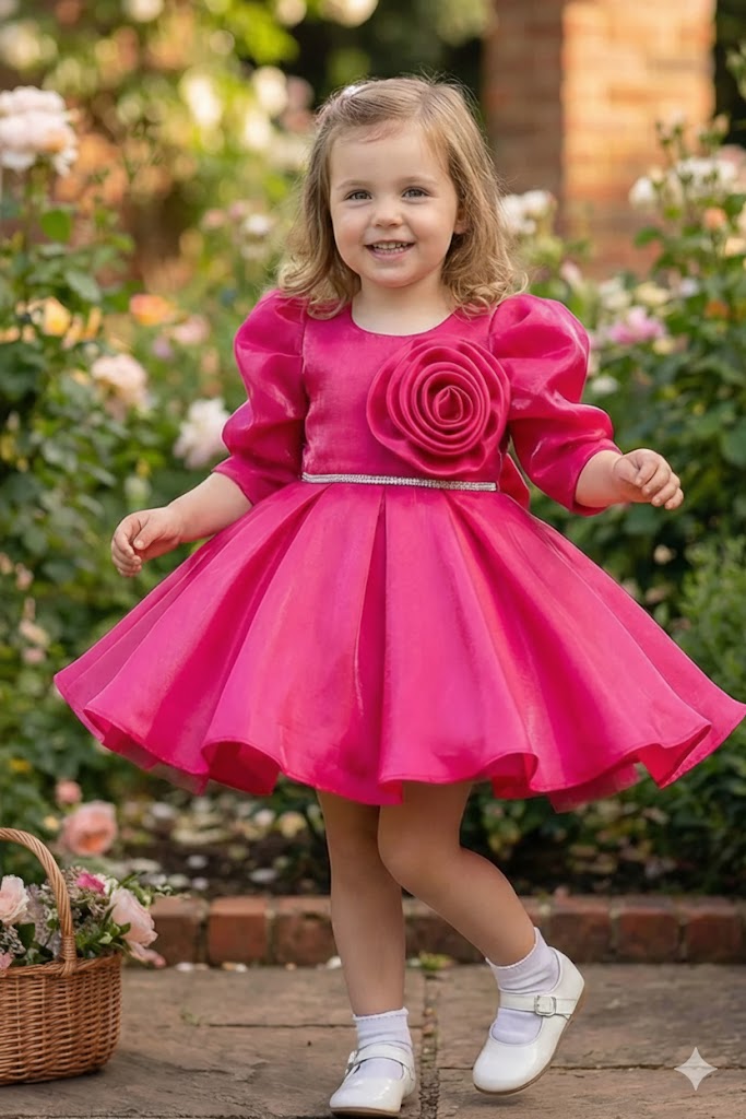 Magenta Rose Organza Dress
