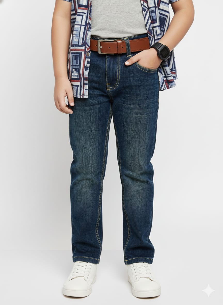 Mid-to-Dark Wash Blue Jeans