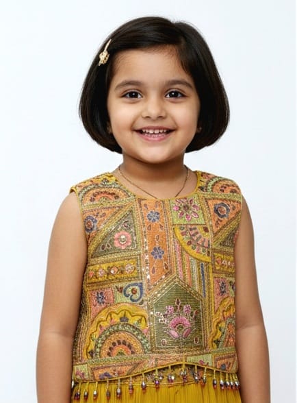 Mustard Embroidered Lehenga Set