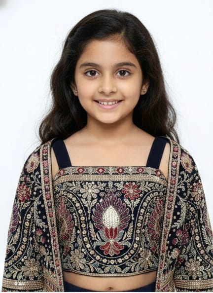 Navy Blue Embroidered Jacket and Palazzo Set