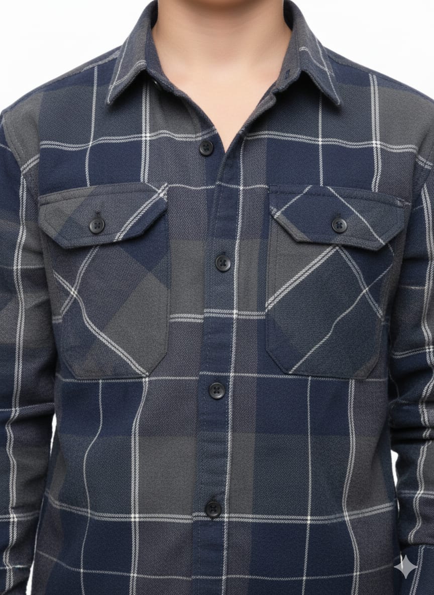 Navy Grey Check Shirt