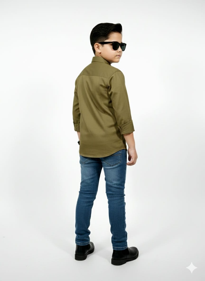 Olive Glaze Cotton Shirt