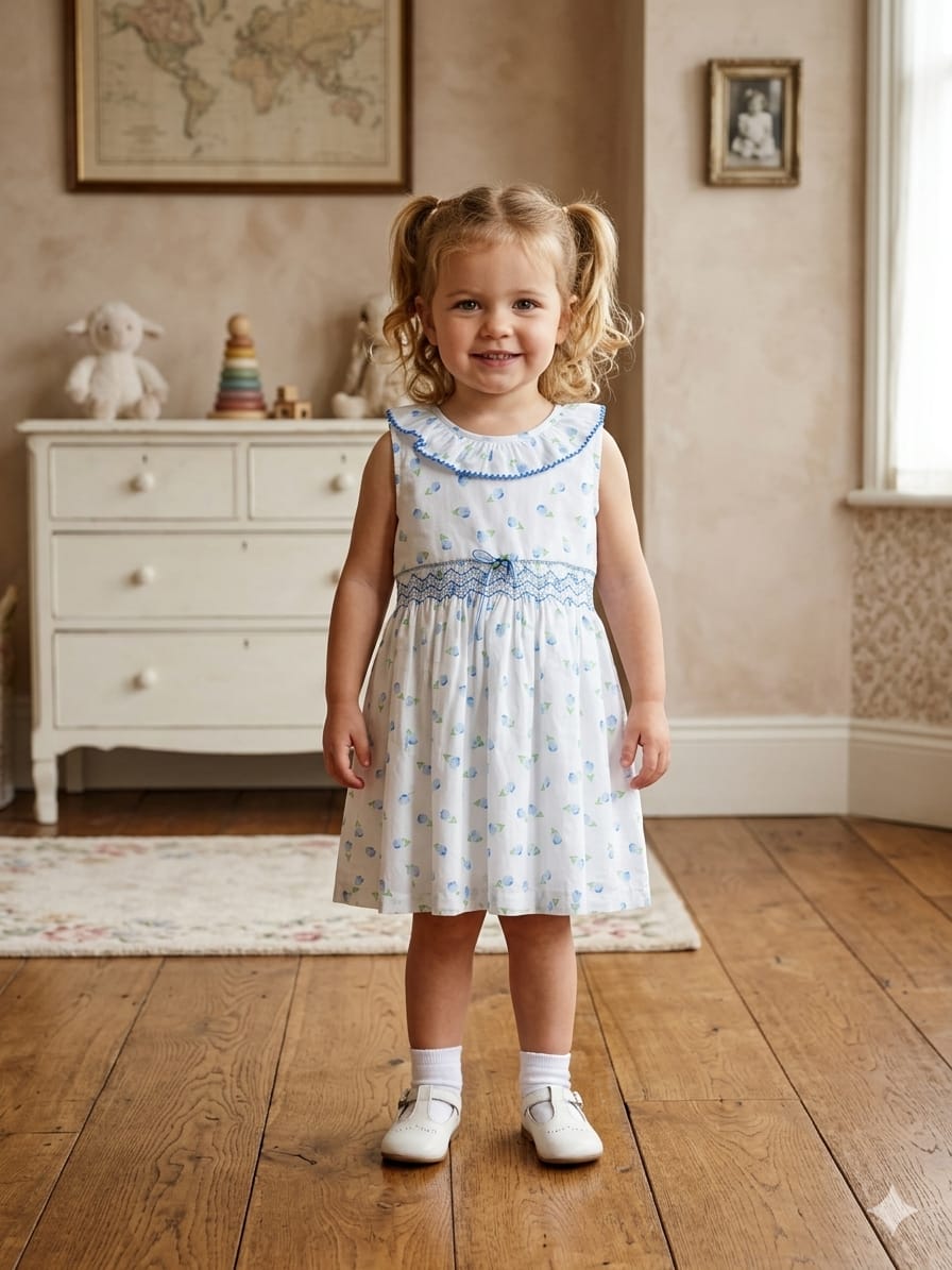 Blue Floral Motif Dress