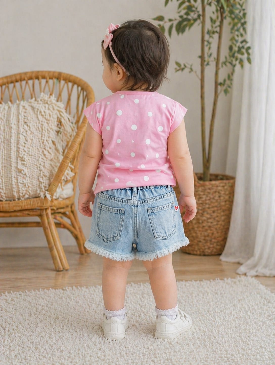 Girls Floral Fringe Shorts