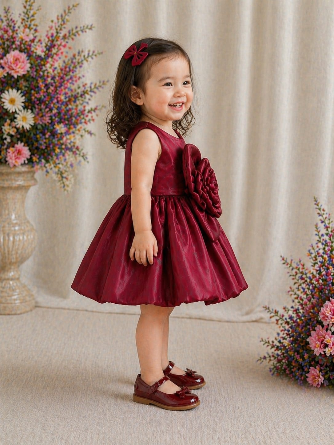 Petal Perfection: Girls’ Wine Party Dress