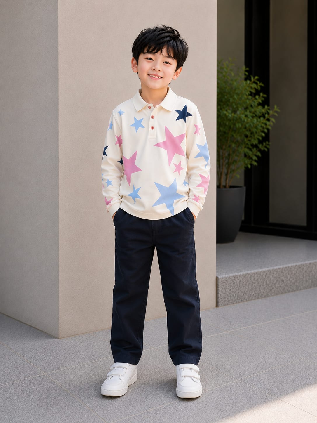 All-over Star Print Full Sleeves T-shirt