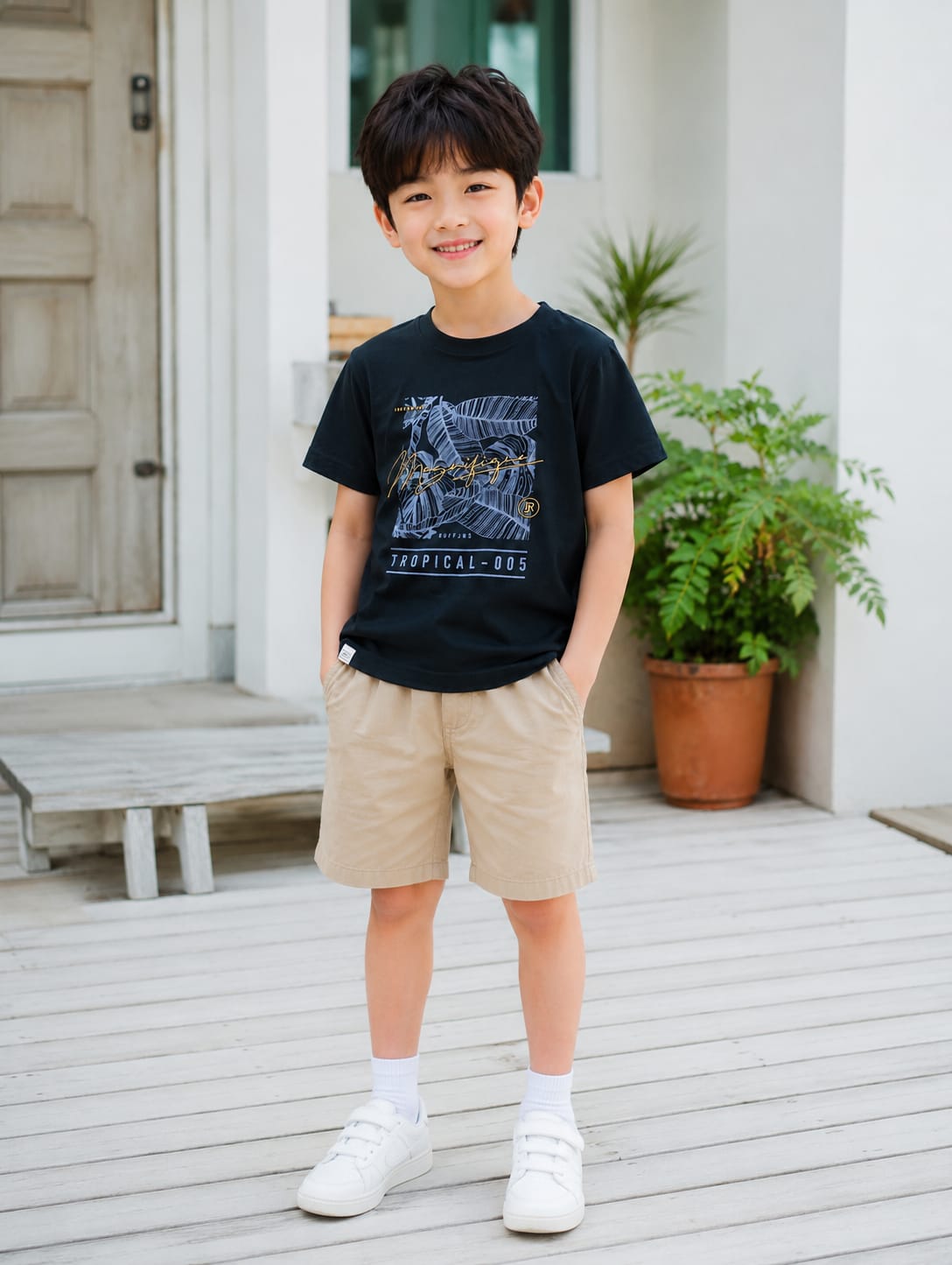 The "Magnifique" Tropical Tee in Navy