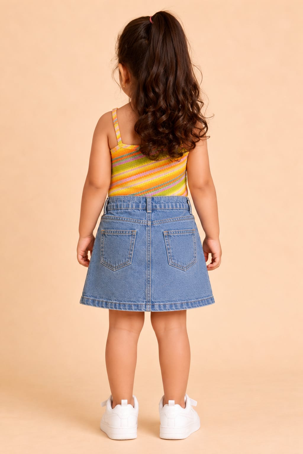 Toddler Girls' Multi-Color Striped Camisole & Floral Denim Skirt Set