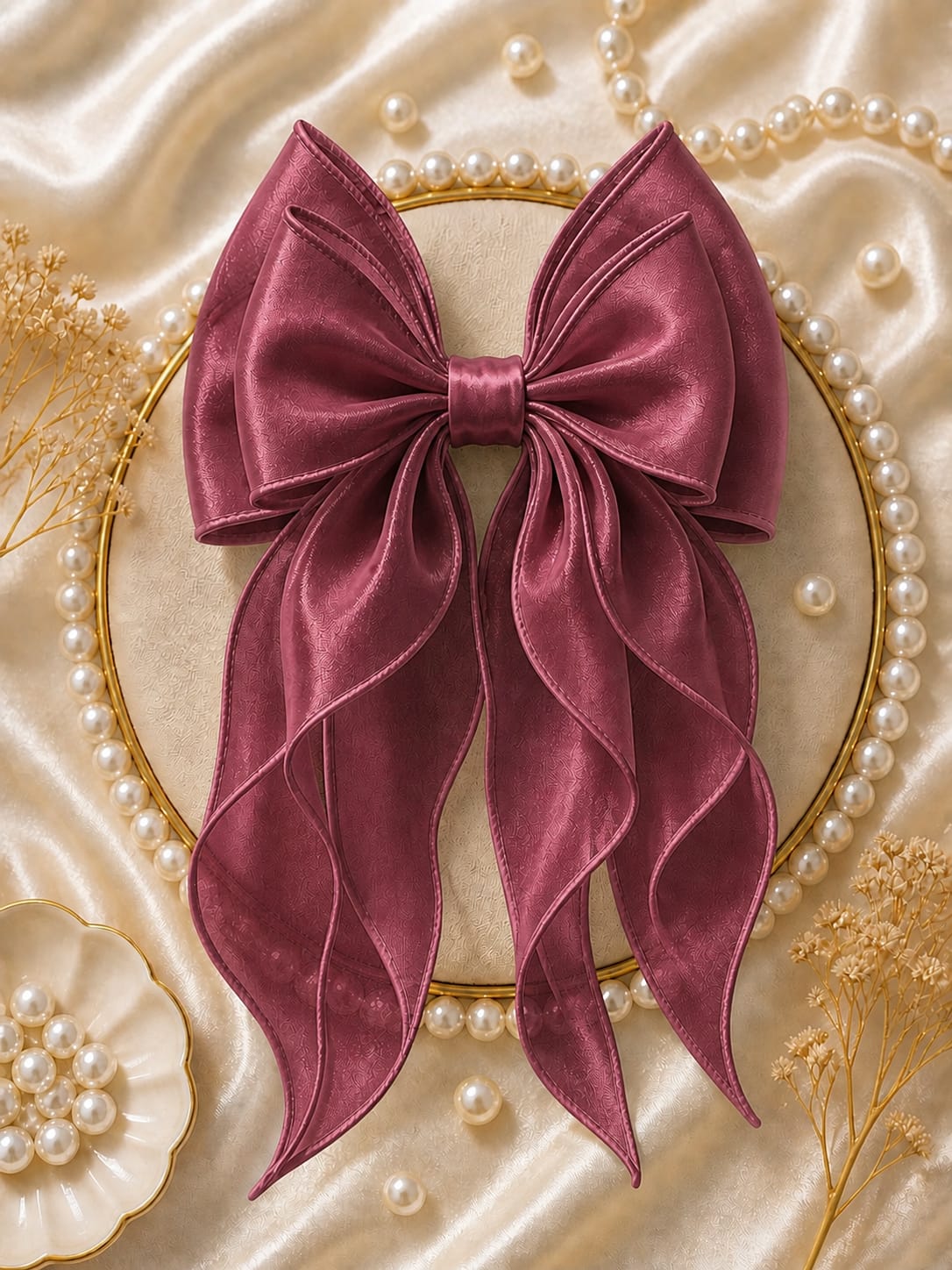 Girls' Premium Organza Statement Hair Bow with Cascading Streamers