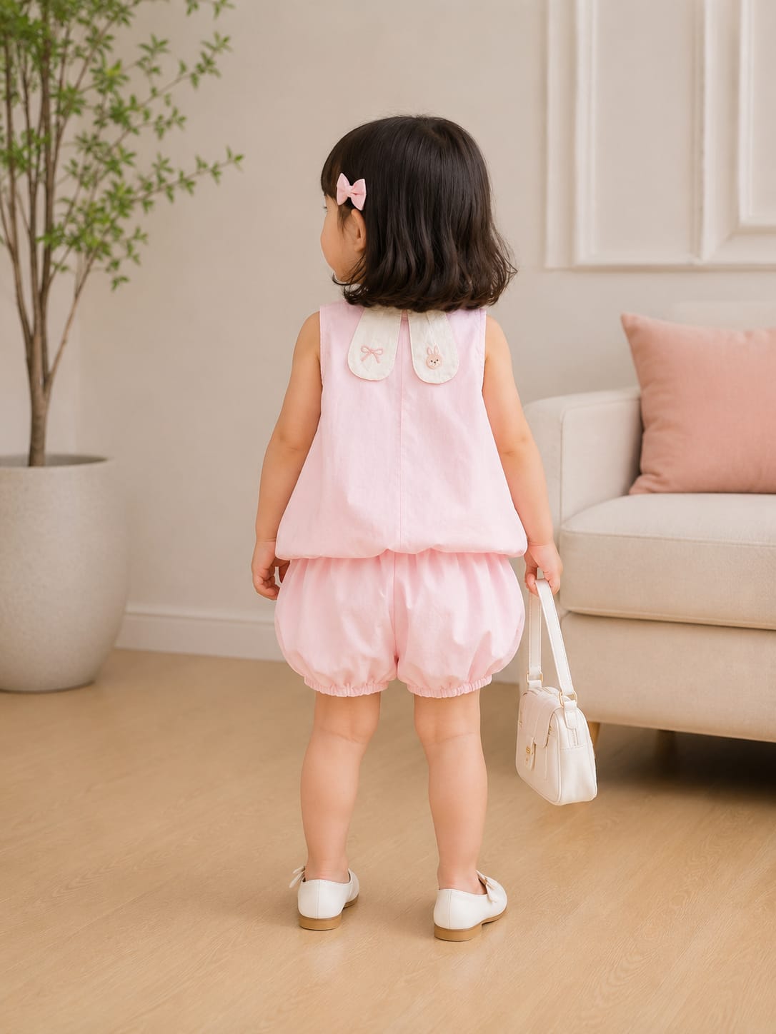 Toddler Girls' Bunny Motif Blouson & Bloomer Set