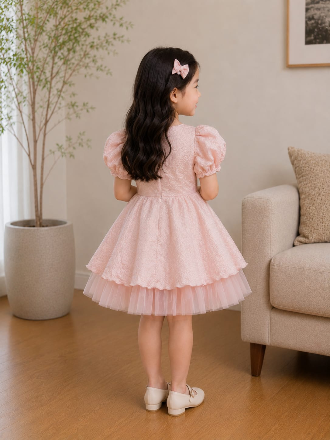 Elegant Rose Embroidered Layered Party Frock