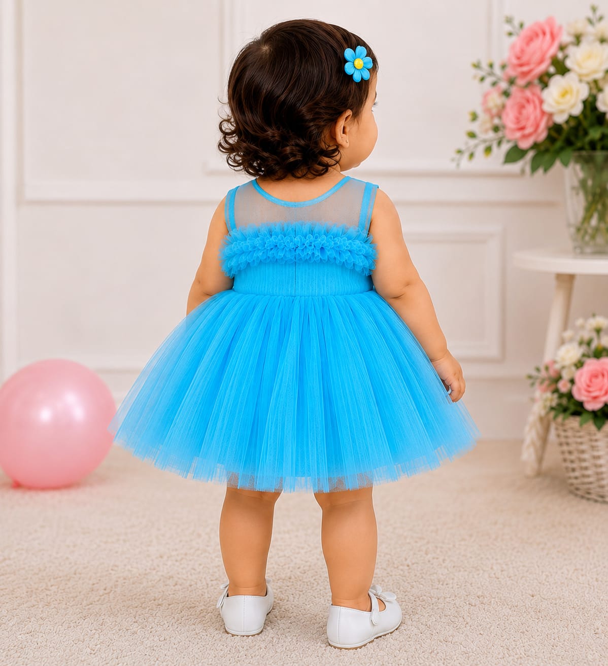 Baby Girl's Sky Blue Butterfly Bow Tulle Party Dress