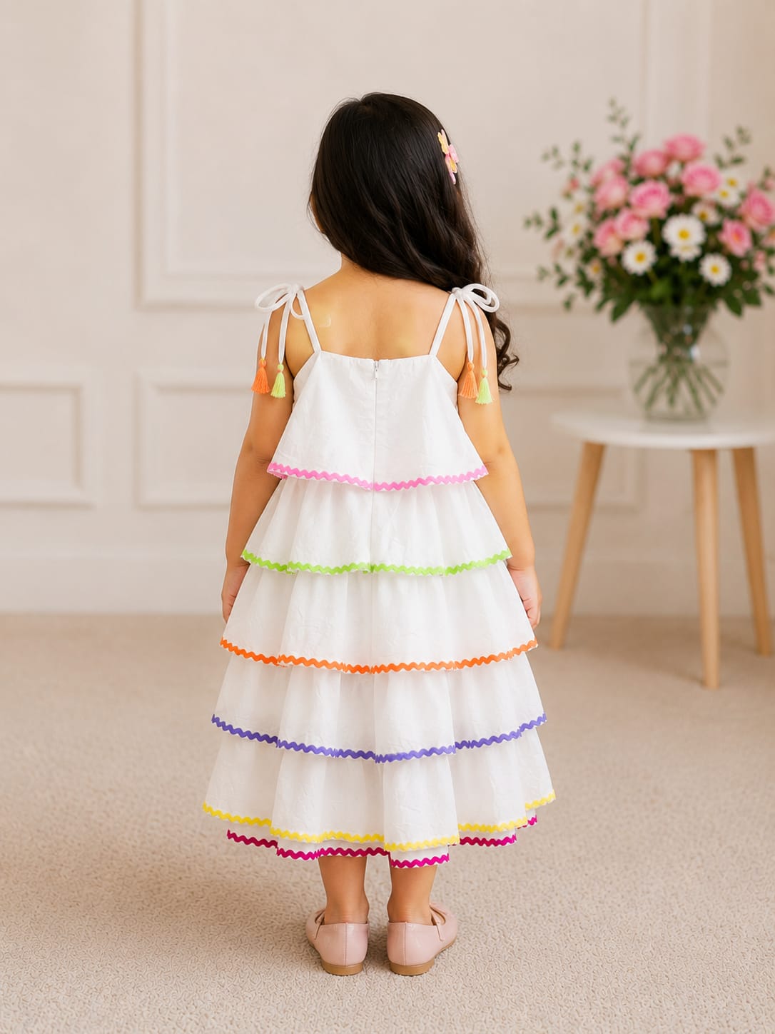 Whimsical Rainbow Tiered Summer Frock