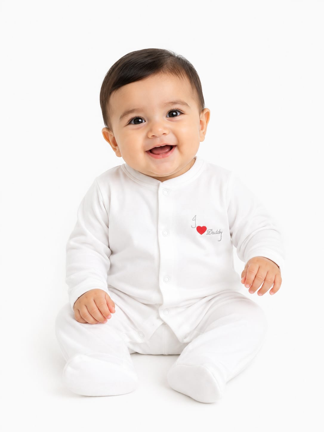 "I ❤️ Daddy" Long-Sleeve Footed Sleepsuit