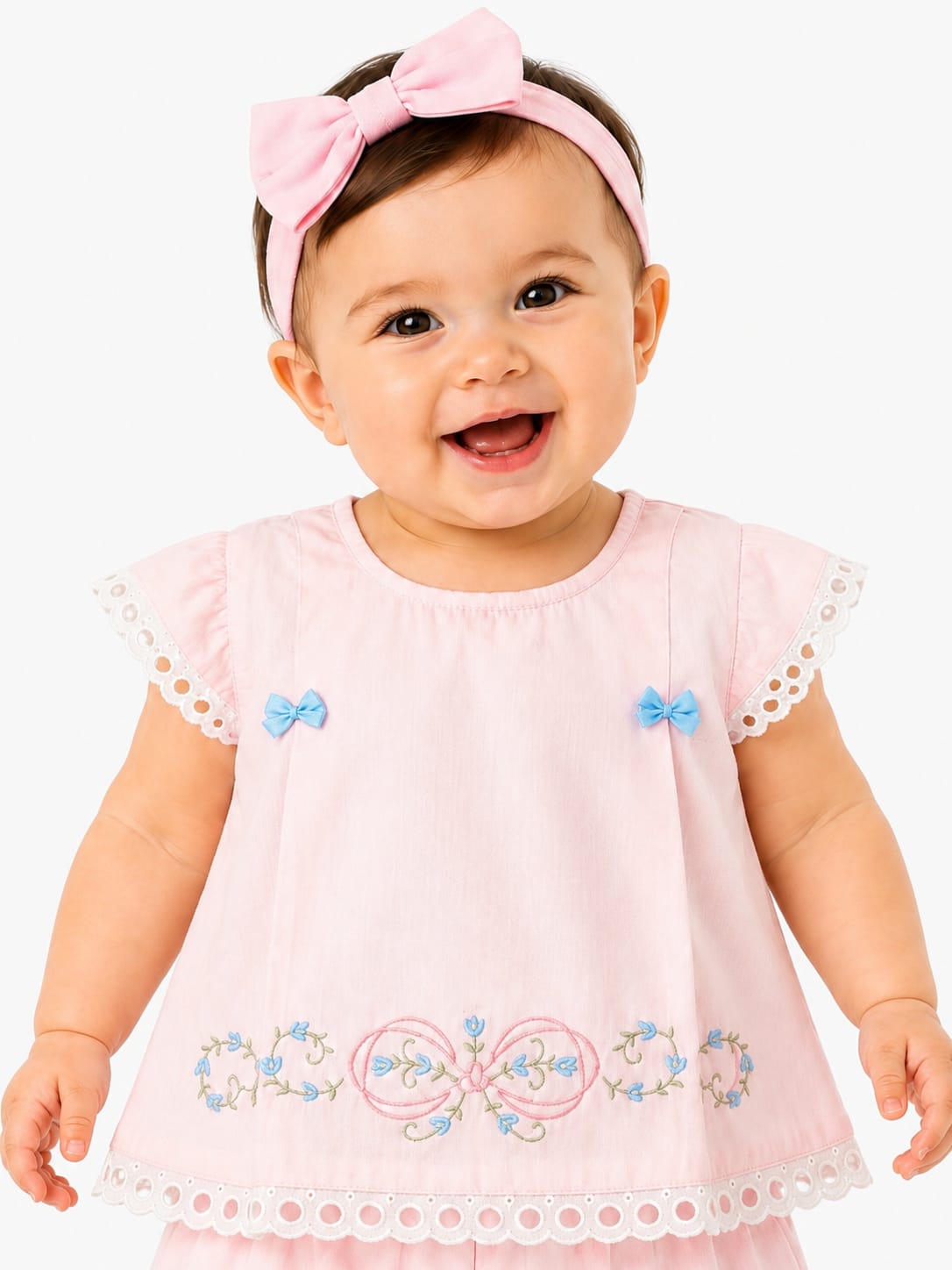 Vintage Floral Two-Piece Bloomer Set – Pastel Pink