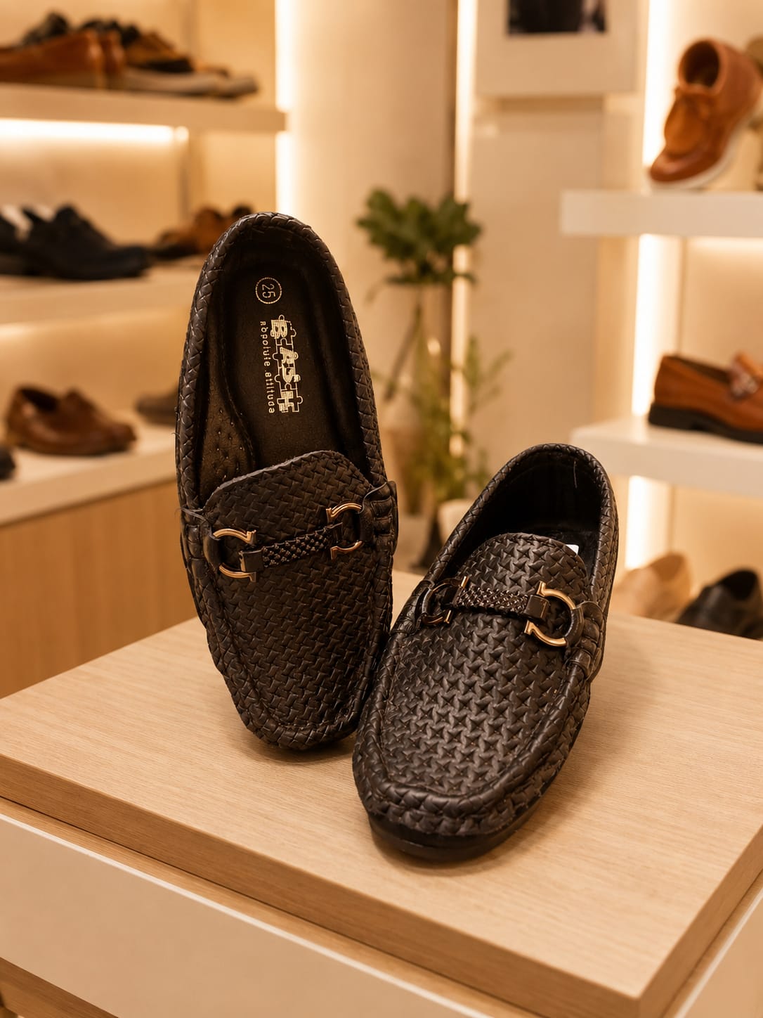 Boys Premium Brown Leather Loafers with Metallic Bit Detail