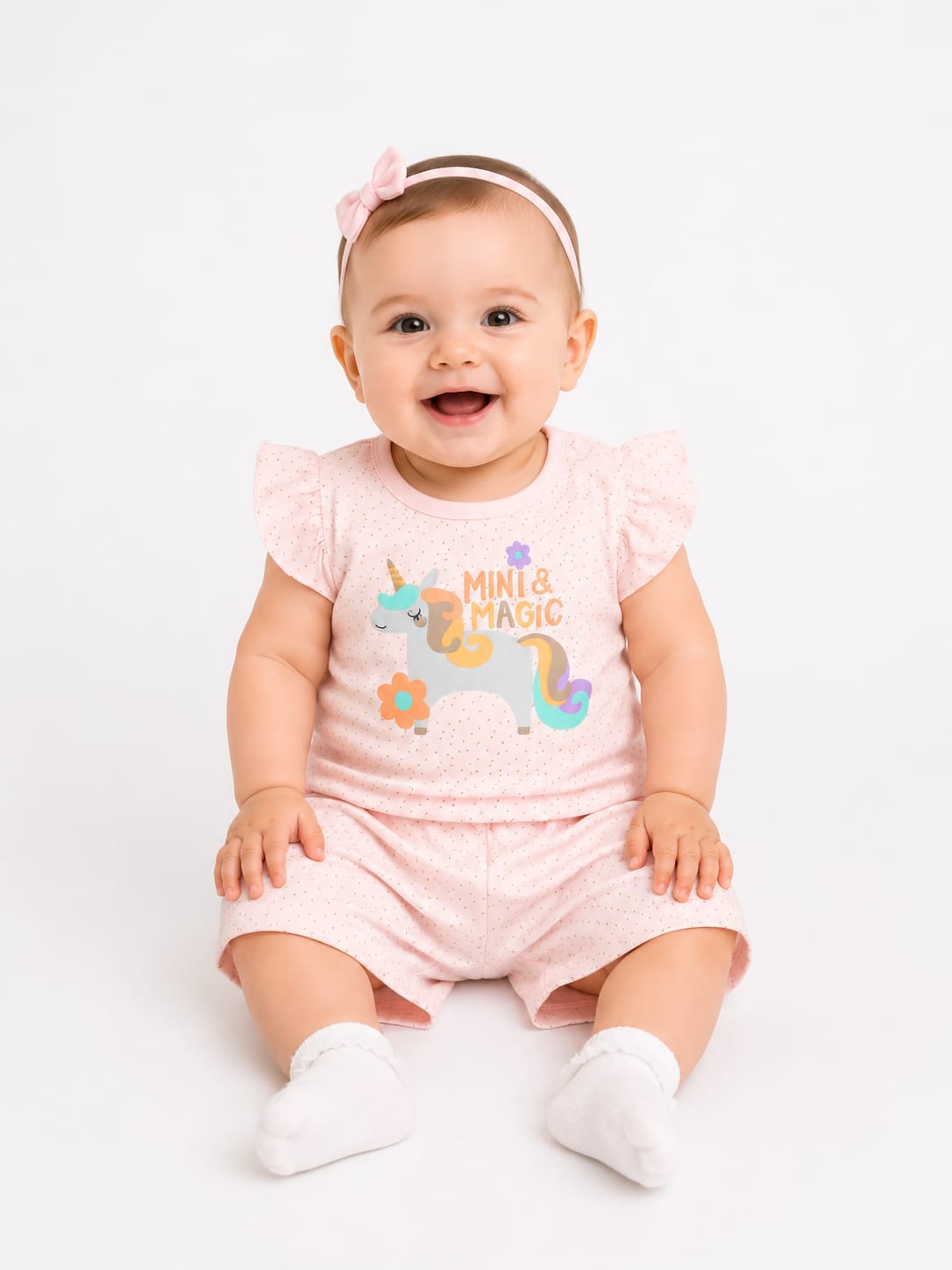 Magical Moments: Two-Piece Flutter-Sleeve Infant Shorts Set