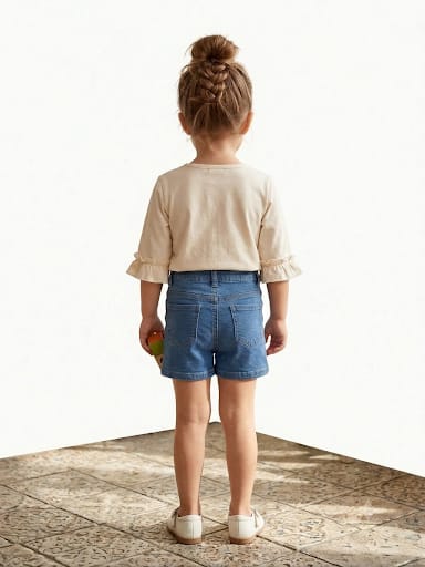 Girls' Classic Mid-Wash Denim Shorts