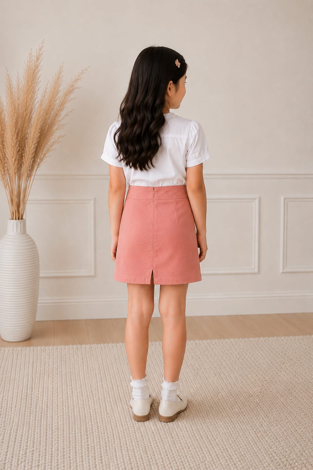 Girls' Tailored Utility Denim Skort Shorts – Dusty Rose