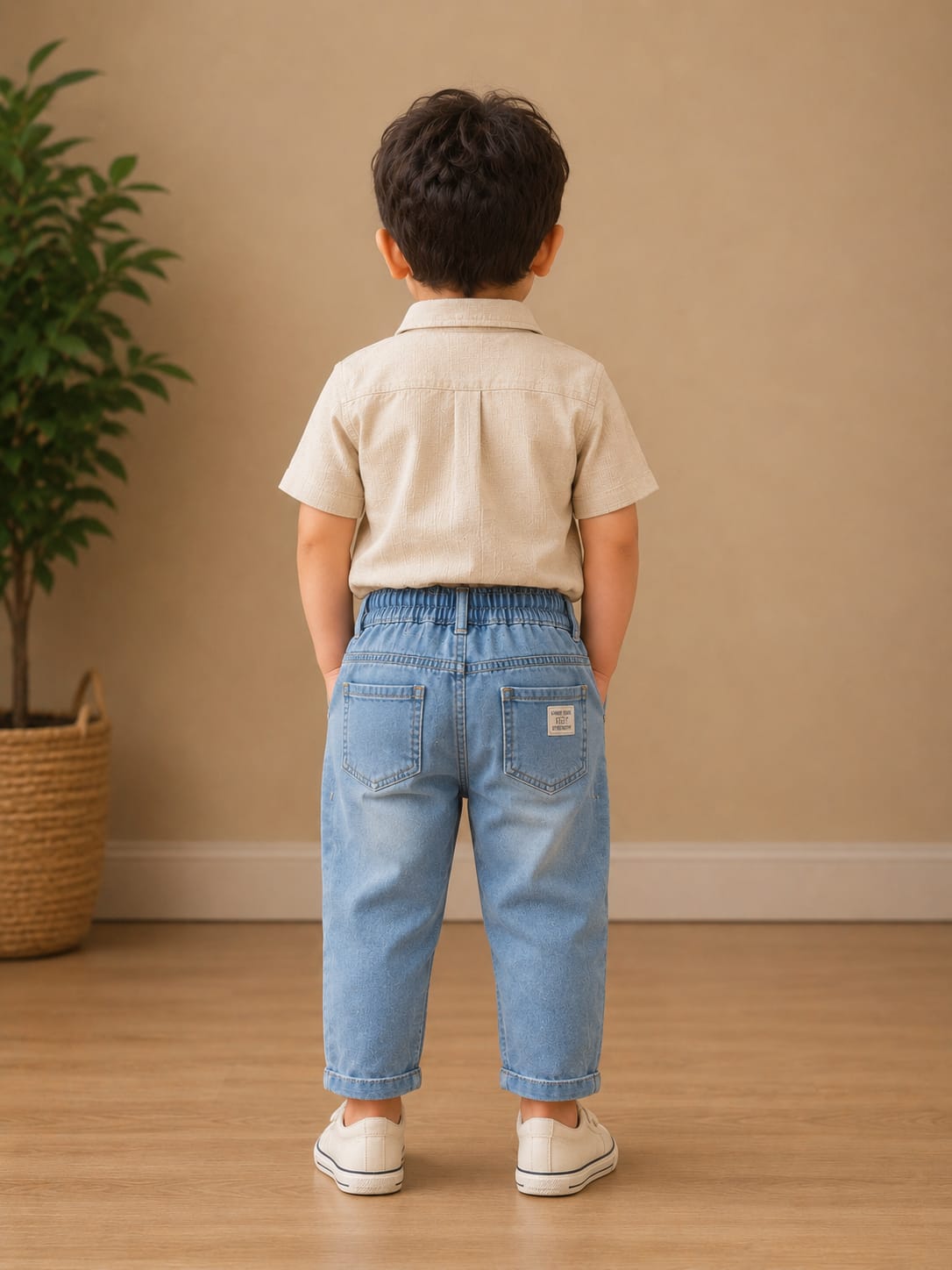 Kids' Light-Wash Jogger Jeans with Drawstring Waistband