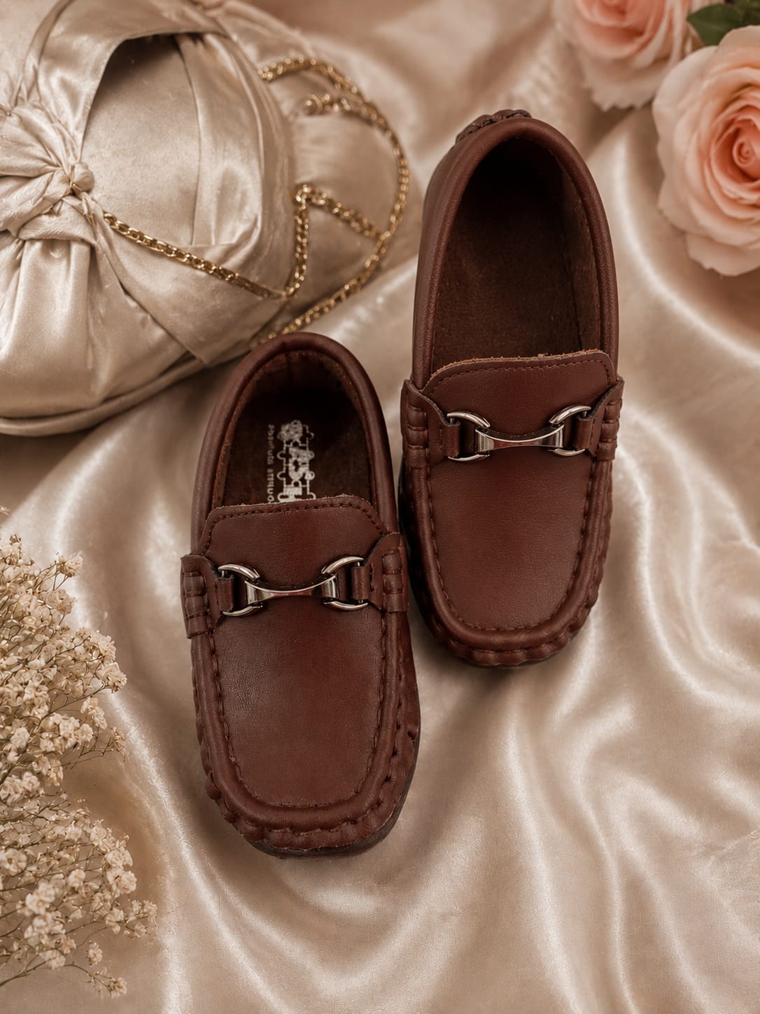 Elegant Kids' Horsebit Leather Loafers – Classic Brown