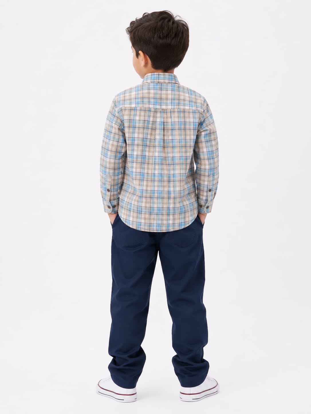 Boys Multi-Color Checked Casual Plaid Shirt
