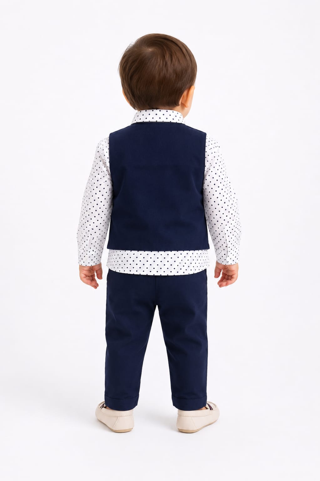 Toddler Boys Polka Dot Shirt & Waistcoat 4-Piece Suit Set