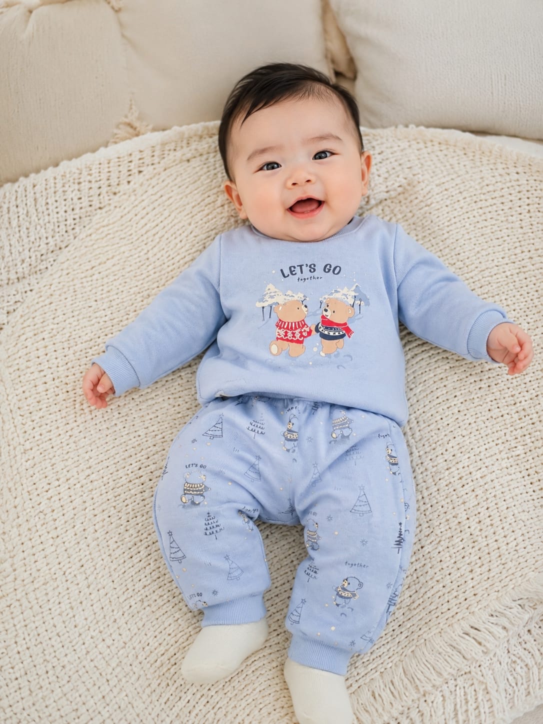 Infants "Let's Go Together" Plush Fleece Winter Sweatshirt & Joggers Set