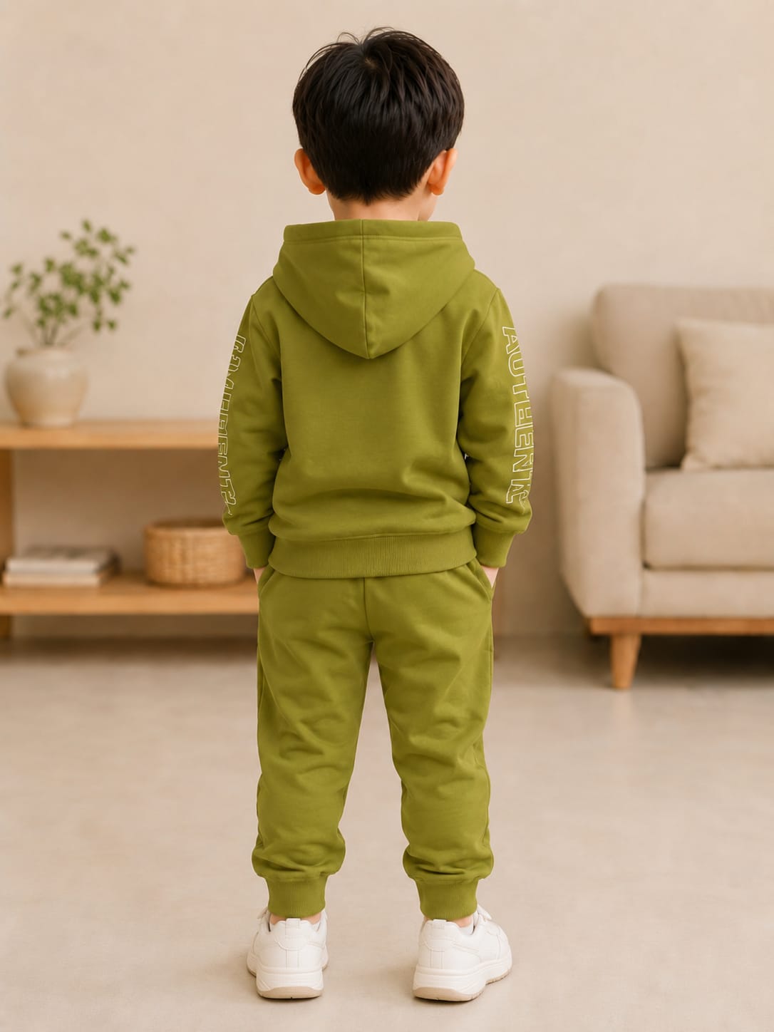 Boys' Olive Green Urban Wear Tracksuit Set