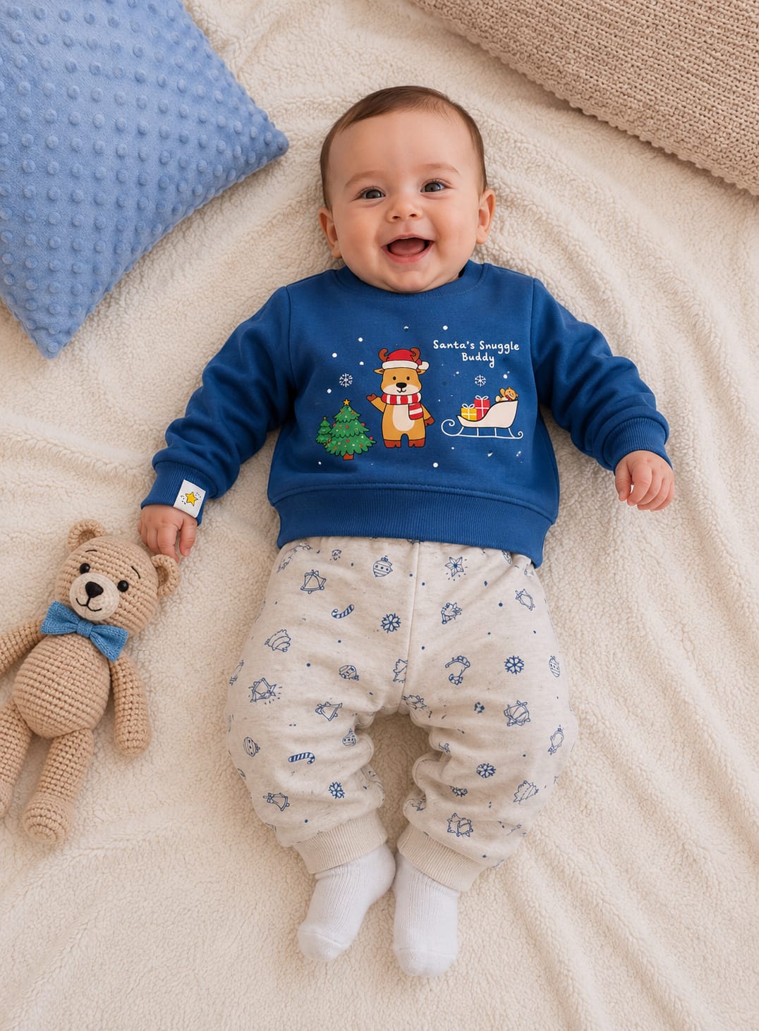 Festive "Santa's Snuggle Buddy" Unisex Two-Piece Fleet Set