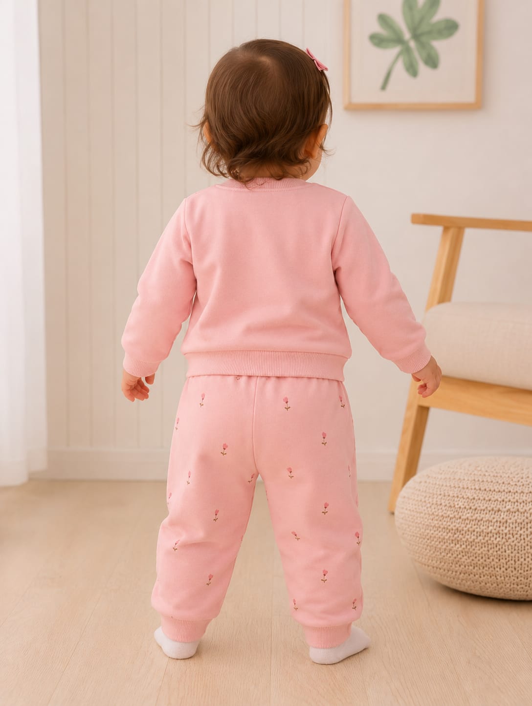 Whimsical "Sweet Dreams" Bunny Two-Piece Girls'pink Fleece Set