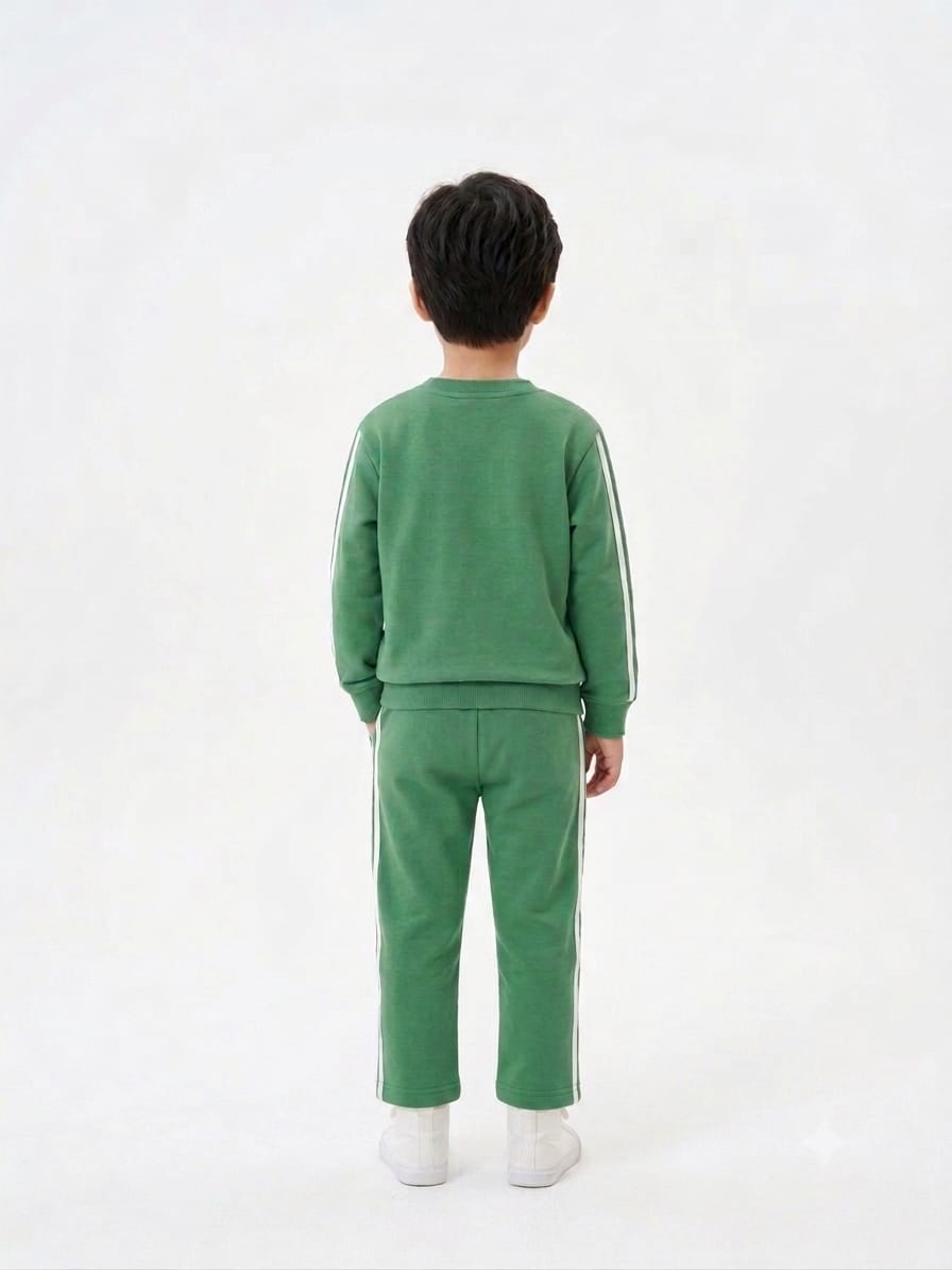 Boys' Green Mickey Mouse Printed Tracksuit Set.