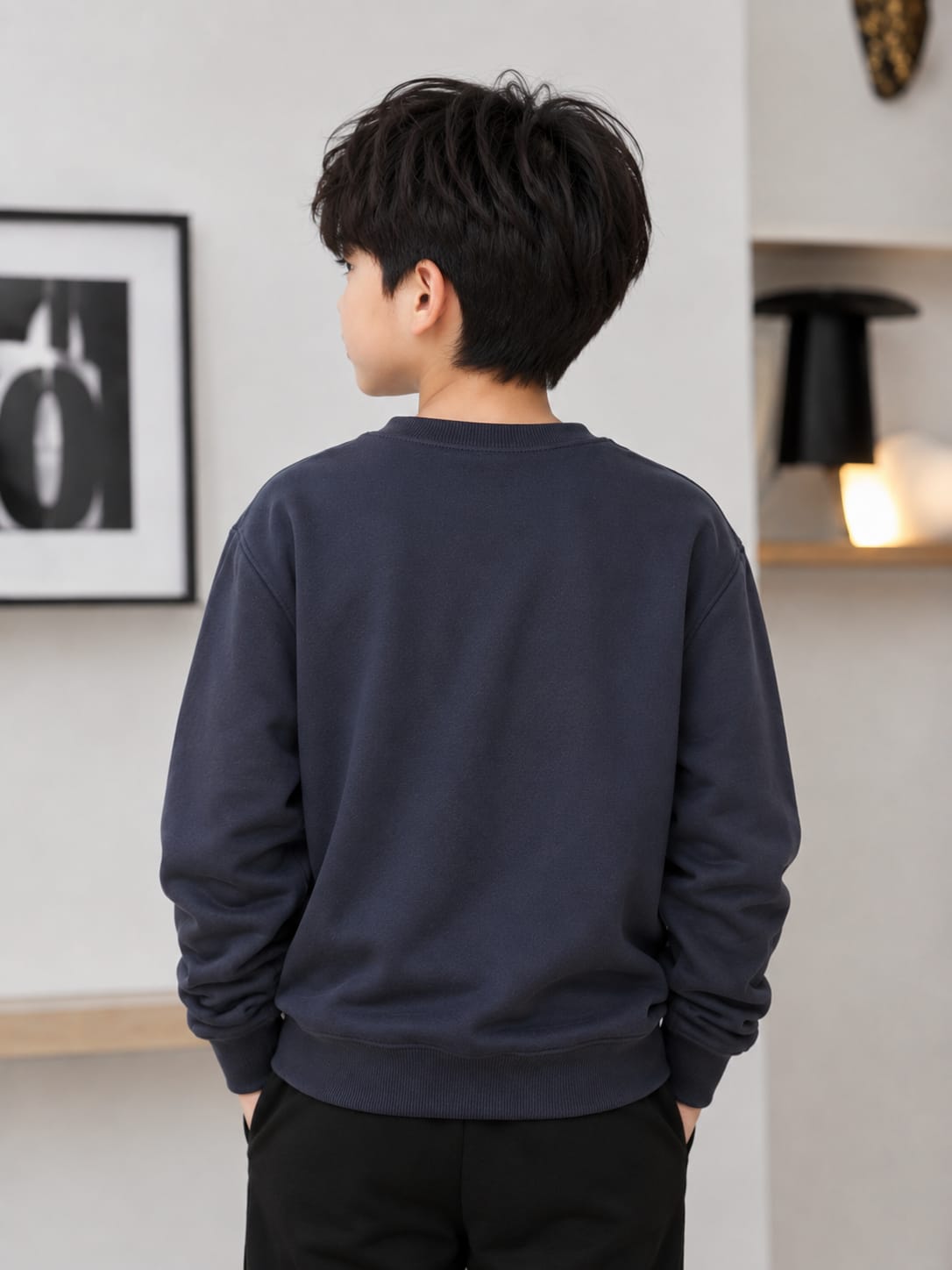 Boys' Navy Blue "North Avenue" Graphic Sweatshirt.