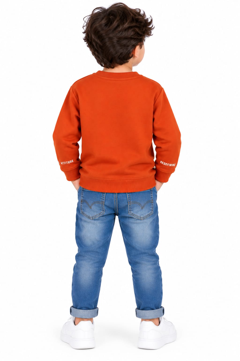 Boys' Rust Orange "Brooklyn Old School" Pre-Winter Sweatshirt.