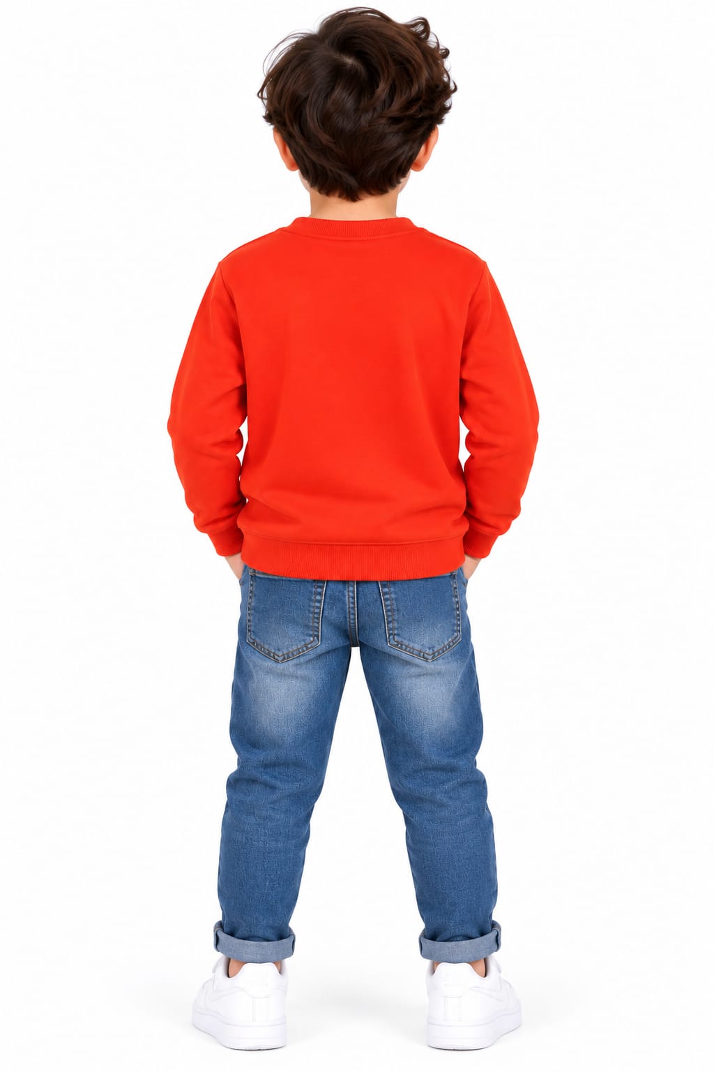 Boys' Rust Orange Graphic Pre-Winter Sweatshirt.