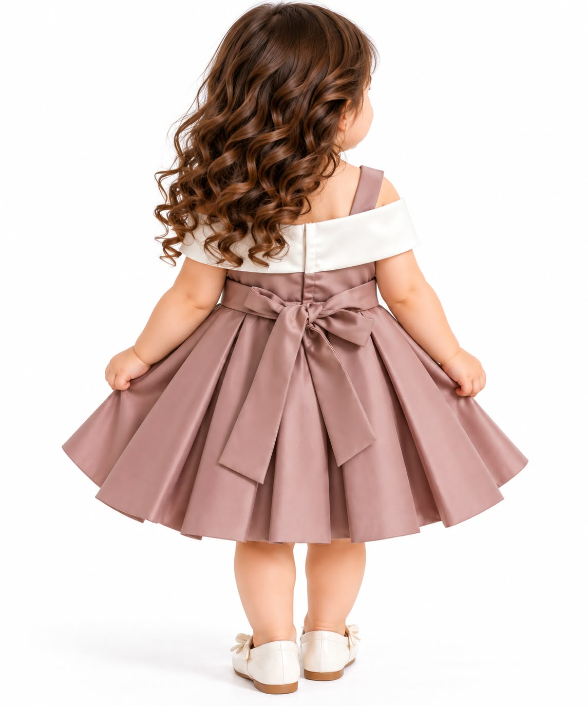 Elegant Rose Gold & Ivory Designer Party Frock.