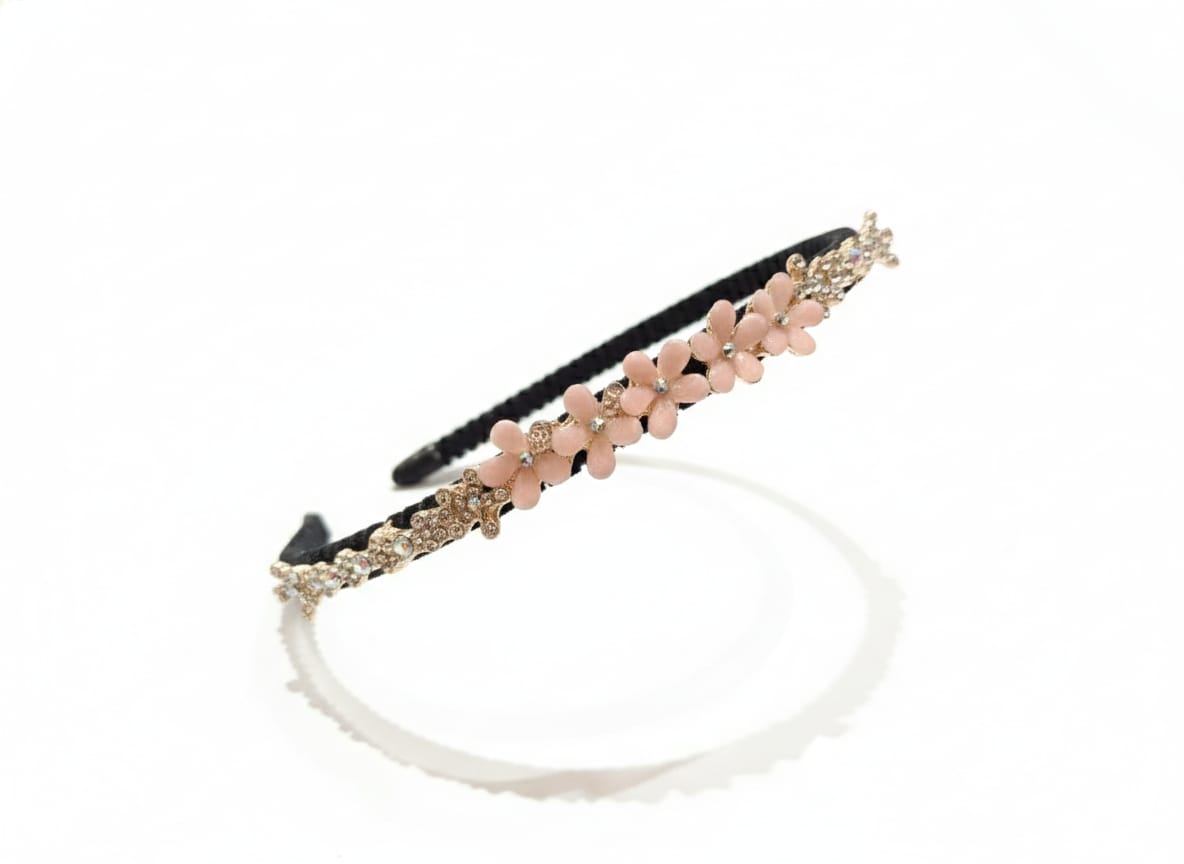 Pale Pink, Enamel-finished flowers Headband