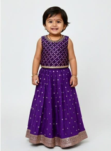 Purple Lehenga with Leheriya detailing