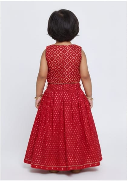 Red Lehenga Choli Jaal Pattern