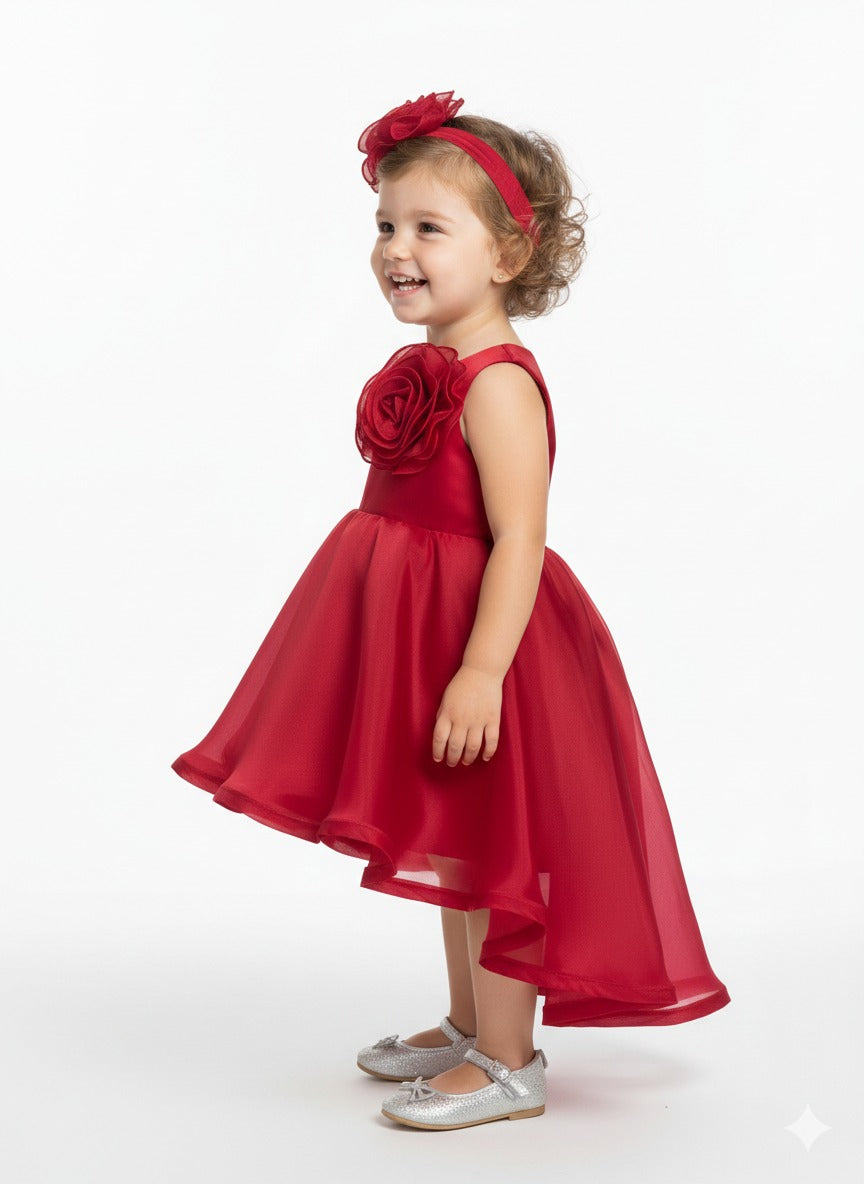 Vibrant Red High-Low Occasion Dress