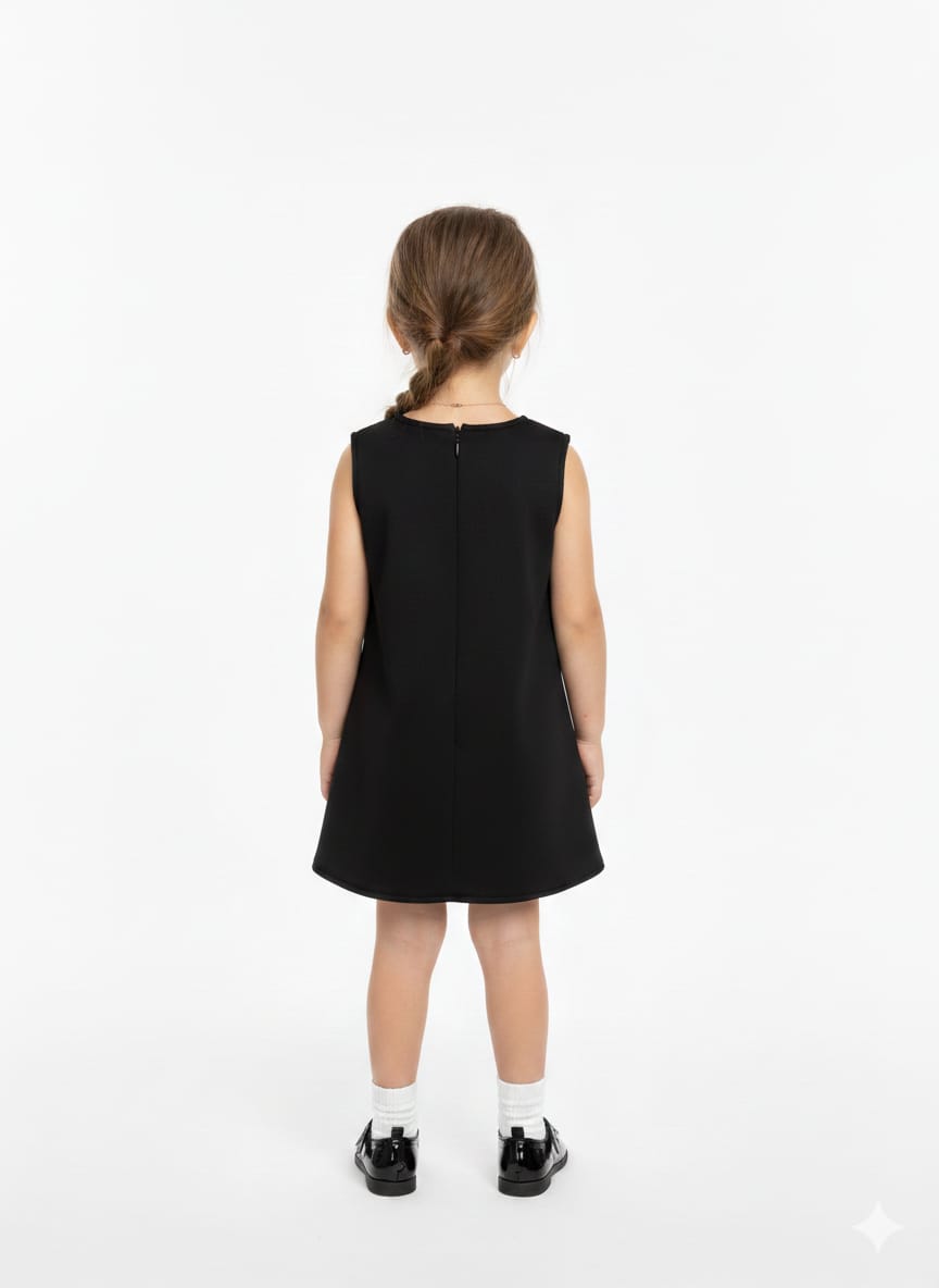 Chic Sleeveless A-Line Frock with Sequin Rose Appliqués