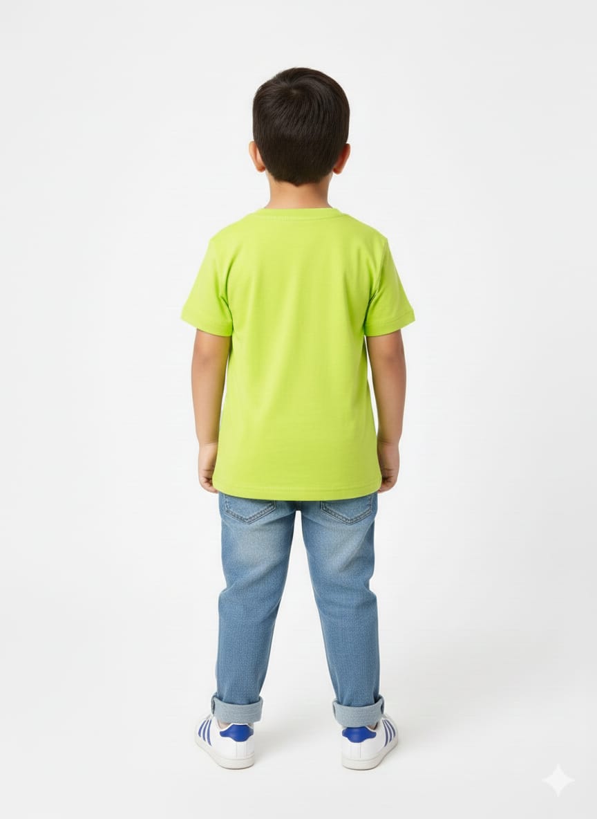 Boys' Dragon Ball Z Graphic Print Casual T-Shirt – Vibrant Lime Green Cotton Tee