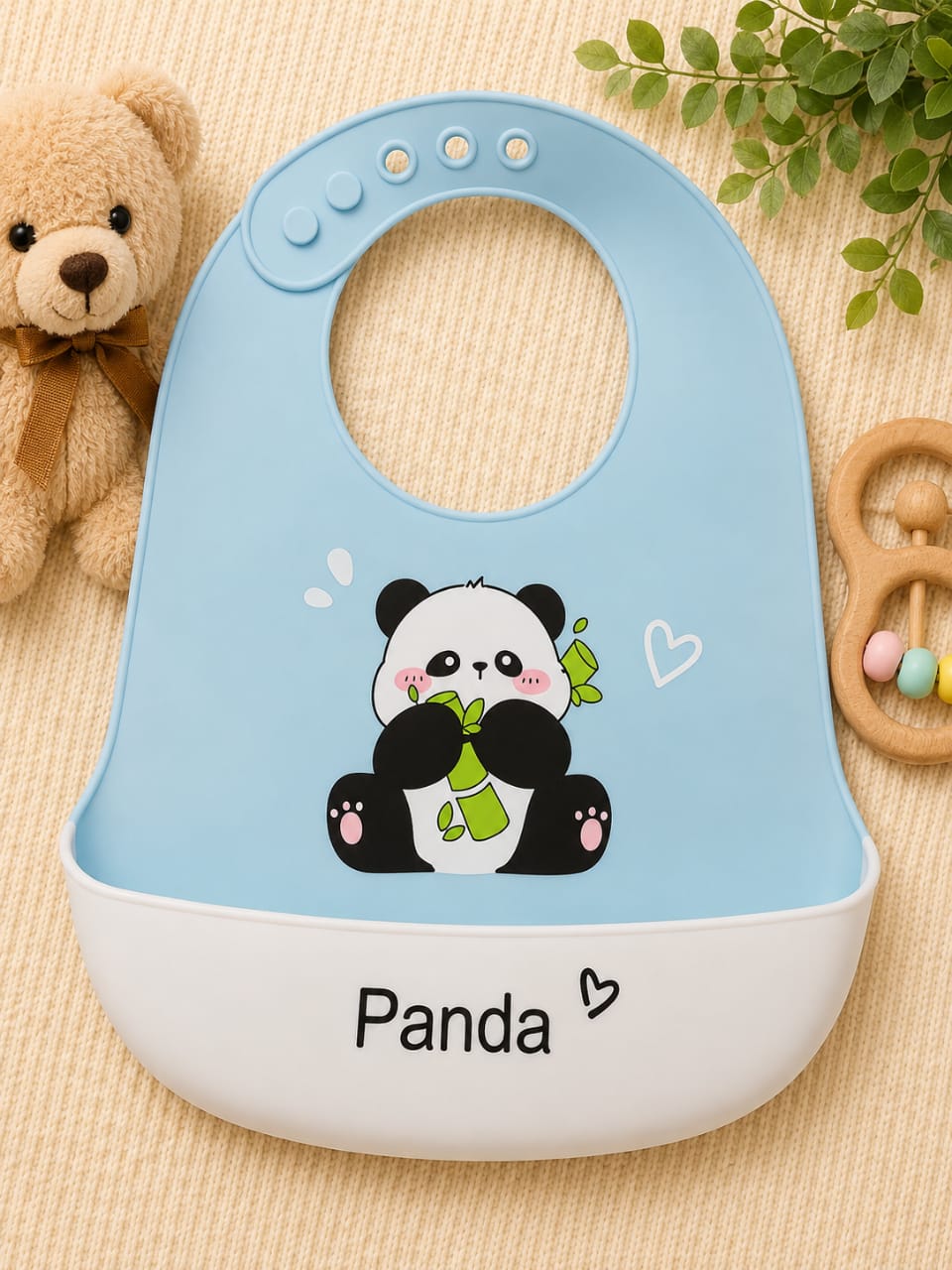 SILICON WATERPROOF BIB - Blue (Panda)